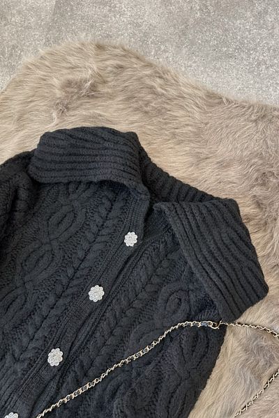 Poliyance Efru Black Cardigan