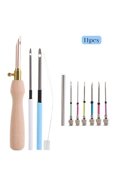 Choice 11pcs Lmdz 11pcs Punch Needle Embroidery Kits Wooden Yarn Embroidery Pen Crochet Knitting Diy Craft