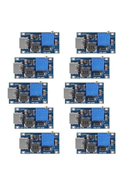 AOKIN 10 قطع من النوع C 10 قطع من وحدة رفع الجهد القابلة للتعديل Mt3608 ومنظم الجهد Micro USB Type-c قابس 2 فولت - 24 فولت T