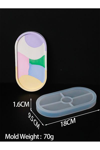 UDOCOOL 02 Oval Coaster Crystal Silicone Mold Ashtray Cement Plaster Tray Mould Diy Polygon Epoxy Resin Cast