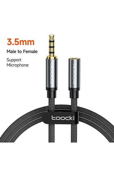 Choice كابل تمديد AUX من 4 أقطاب ذكر إلى أنثى بطول 1 متر من Toocki Audio بمقبس 3.5 مم ذكر إلى 3.5 مم أنثى بمقبس 4 أقطاب