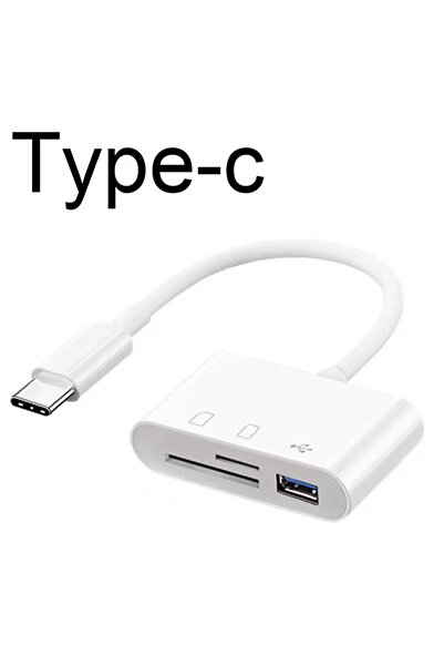 Choice WHITE 3 In 1 Adapter Type-C, Tf, Cf, Sd, Memory Card Reader, Recorder, Compact Flash Usb-C, Pro, Hua
