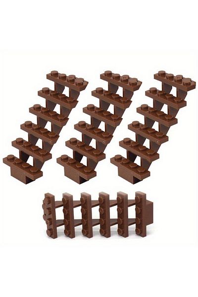 Choice Brown 4pcs 4pcs Staircase Moc Bricks 7x4x6 House Stairs Straight Open 30134 Steps Ladder Modular My