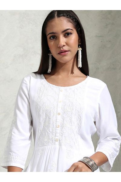 Vishudh By Styli Floral Embroidered Thread Work Straight Kurta & Palazzos Set