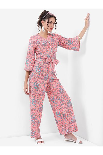 Vishudh By Styli Paisley Print Waist Tie Up Top & Palazzo Pants Co-Ords