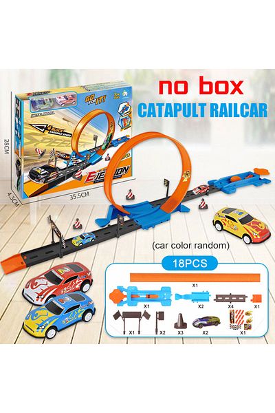 CONUSEA A1 18pcs Stunt Speed Double Car Wheels Model Toys For Kids Racing Track Diy Assembled Rail Kits Educ