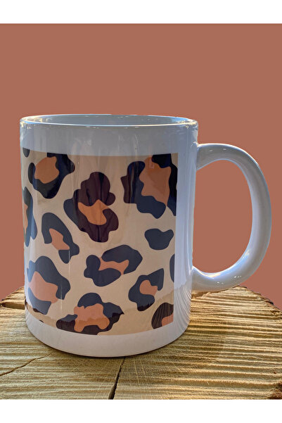 rakkun shop Leopard Pattern Printed Mouse Pad with Wrist Support + Mug Cup