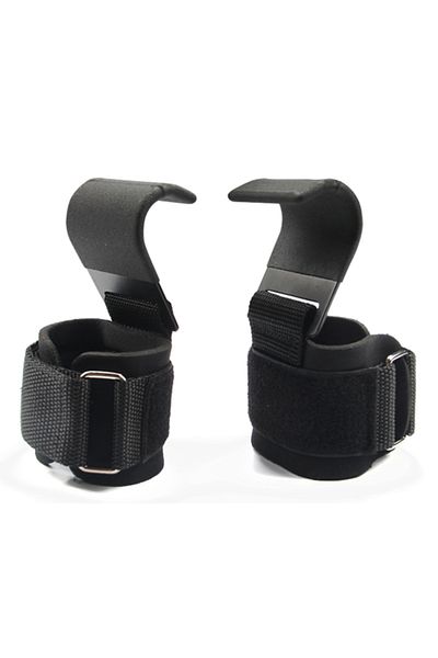 Choice Black Weight Lifting Hook Grips With Wrist Wraps Hand-bar Wrist Strap Gym Fitness Hook Weight