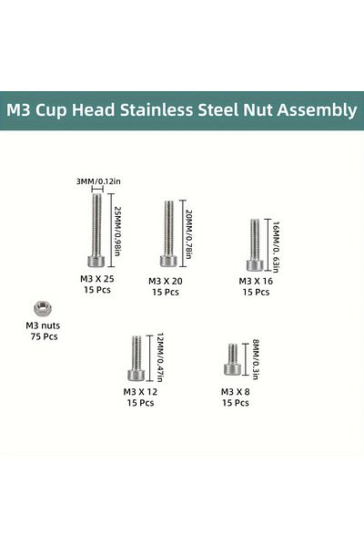 Choice 150pcs 150pcs/box Hex Head 304 Stainless Steel M3 Screw And Nut Set Hexagon Socket Screws Bolts Nuts