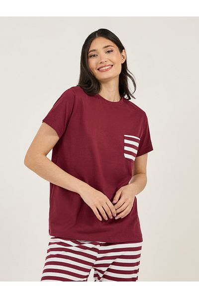 Styli Cotton Striped Pocket T-Shirt & Pyjama Set