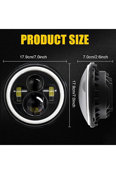 Choice 1Pcs 7 Inch Moto Car Led Headlight H4 Round Headlight with Amber Turn Signal For Jeep Wrangler JK...