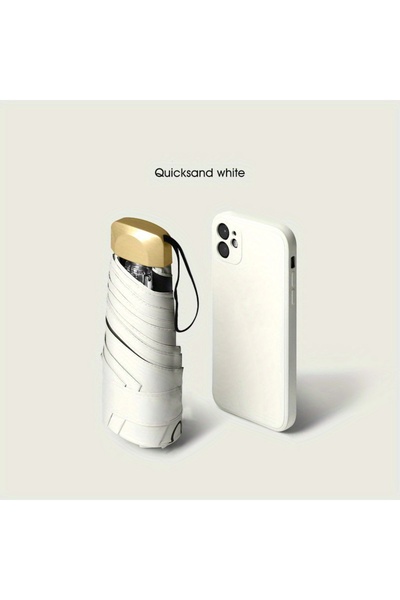 Choice مظلة شمسية صغيرة بيضاء اللون للاستخدام الخارجي مع حماية من الأشعة فوق البنفسجية وخفيفة الوزن وقابلة للطي وخمسة طيات