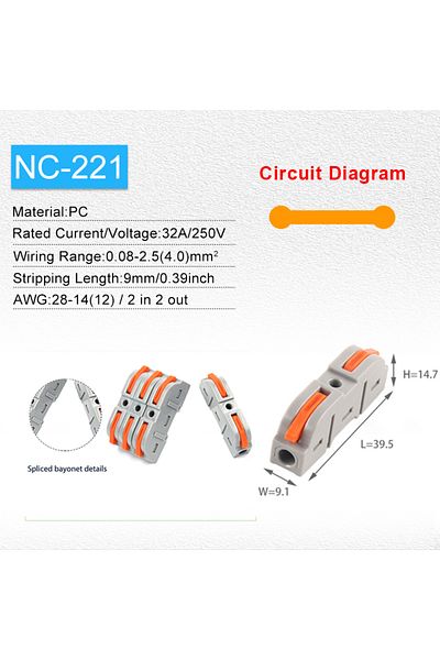Choice 34 قطعة 34/50 قطعة موصل سلك رافعة للتوصيل السريع 28-12 AWG موصل سلكي 1 إلى 1