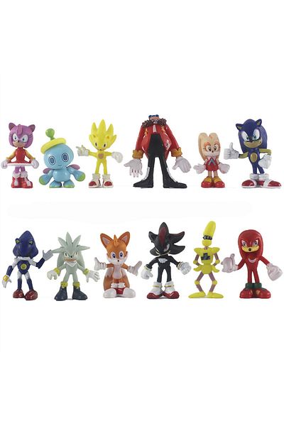 Choice 12pcs Opp Bag 12pcs Set Cute Sonic Pvc Character Toy Hedgehog Shadow Tail Figure 4-6cm Model Dolls C