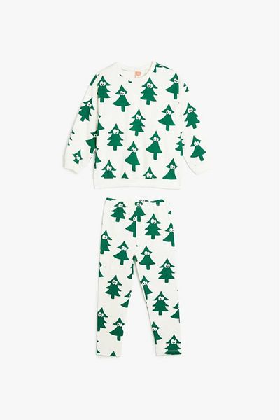 Koton New Year's Baby Boy Tracksuit Set - Tree Printed, Cotton Raster