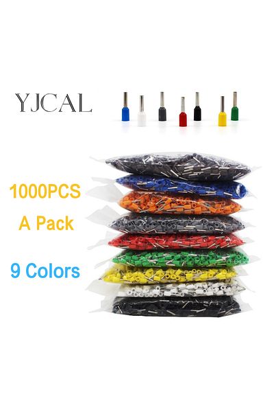 YJCAL 1000 قطعة/الحزمة طرفية معزولة لسلك الطاقة E0508 1008 1508 7508 2508 طرفية ضغط...