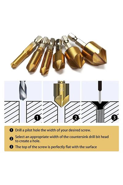 Choice Hexagonal Shank Five-edged Chamfering Tool High Carbon Steel Titanium-plated Five-edged Hole Opener
