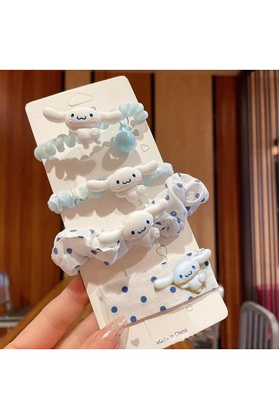 Choice 1 4pcs Sanrio Cinnamoroll Hair Band Cute Cartoon Girl&child Sweet Kawaii Bestie Hairpin Charm Pony.