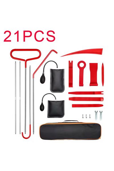 Choice 21pcs 21/18pcs Car Door Tool Kit Inflatable Air Pump Auto Window Door Open Fixing Gripper Tools Long