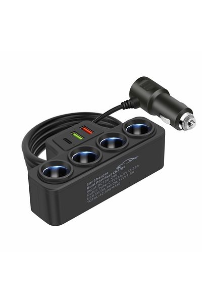 Choice Ch64 120w High Power Car Charger Usb C/ One Tow Four Plug Converter Car Socket Support Apple, Samsun