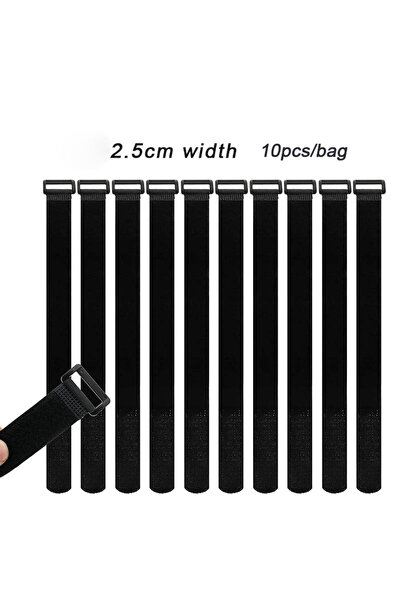 Choice7 2.5 سم × 40 سم أسود 2.5 سم 10 قطع 10 قطع أشرطة كابلات قابلة لإعادة ال...