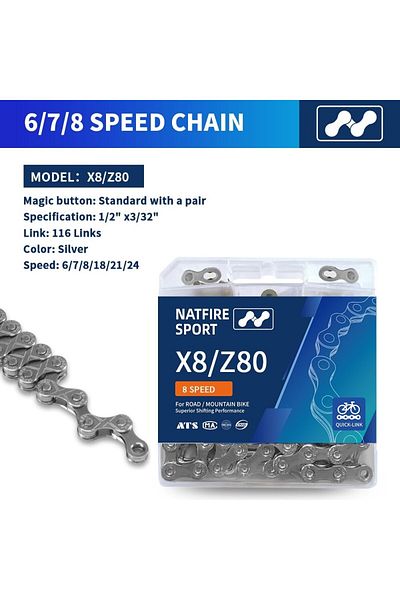 NATFIRE سلسلة دراجة X8 X9 X10 دراجة طريق جبلية 6 7 8 9 10 سرعة 116 126L سلسلة مع وصلة سريعة متوافقة ...
