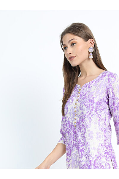 Vishudh By Styli Pack of 3 - Printed Straight Kurta, Trousers & Dupatta