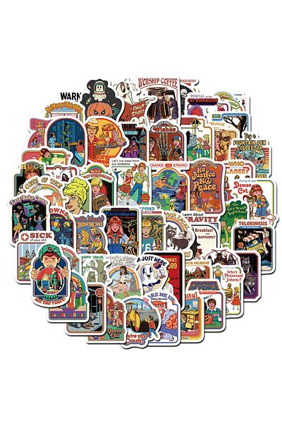 Choice 60pcs All 60pcs Cartoon Retro Ghost Graffiti Mixed Anime Sticker Diy Luggage Skateboard Laptop Helme