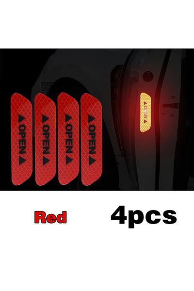 Choice 4pcs Red 4pcs Reflective Car Door Sticker Safety Opening Warning Reflector Tape Decal Car Accessorie