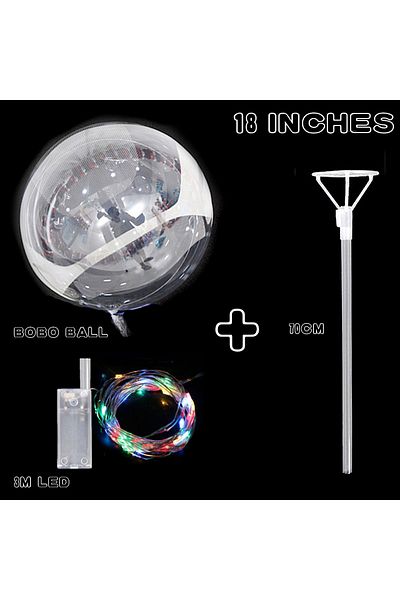 Choice 18in After Inflation 10pcs Colorful 10pcs New Year Clear Led Light Up Bobo Balloons Luminous Bubble