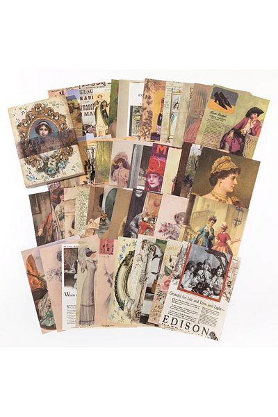 Choice C 100 Pcs Vintage Material Diary Album Background Paper Diy Decoration Colored Paper Scrapbooking J.