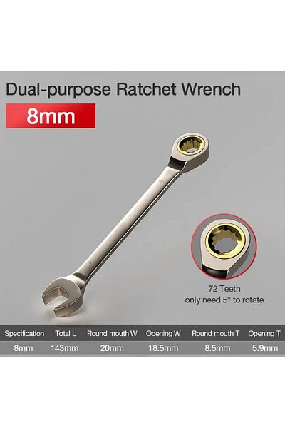 Choice 8mm 1pc Universal Spanners, Golden Ratchet Wrenches,torque Universalspanners For,metric Hand Car Rep