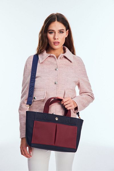 U.S. Polo Assn. Geantă de umăr de damă bleumarin-roșu claret - Us24712