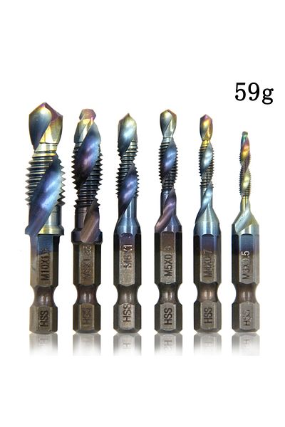Choice 6pc Blue Short Style Hexagon Shank 6pc Blue Short Composite Tap Drilling And Tapping Integrated Tap
