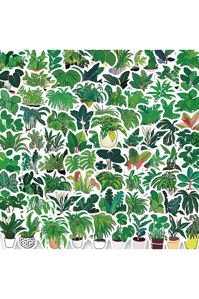 Choice 89pcs 89pcs Cute Plants Green Aesthetic Stickers Kids Toy Diy Decoration For Fridge Notebook Bike Ph