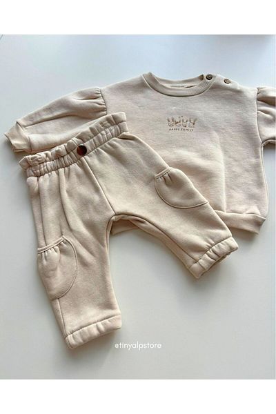 TinyAlp Raster 3 Yarn Thick Winter Baby Bottom Top Set