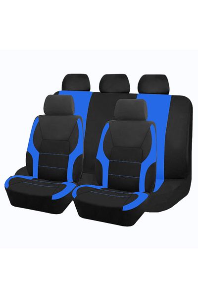 Choice Blue 5 Seat Universal Polyester Car Seat Covers Sporty Design Fit For Most Car Suv Truck Four Season