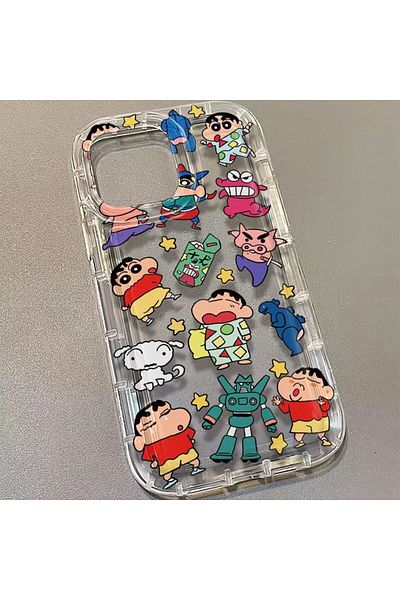 Miniso For iPhone 15 1 Crayon Shin-chan Transparent Phone Case for IPhone 15 14 Pro 13 12 11 Pro Max XR Cas