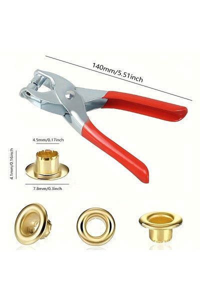 Choice Red 1 Set 1/4 Inch Grommet Eyelet Plier Set, Eyelet Hole Punch Pliers Kit With 100 Metal Eyelets, gr