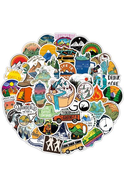 Choice 50pcs 50/100pcs Forest Camping Hiking Stickers Outdoor Travel Beautiful Scenery Decals Water Bottle