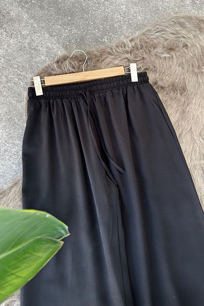 Poliyance Rose Black Palazzo Trousers