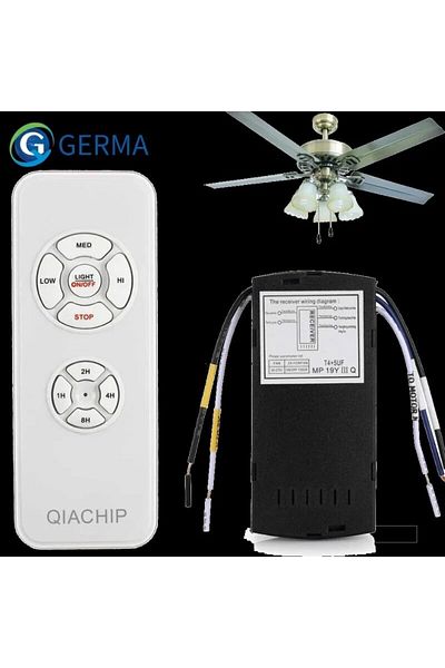GERMA طقم التحكم عن بعد لمصباح مروحة السقف العالمي Frc-220v بتيار متردد 110-240 فولت مفتاح التحكم في التوقيت قابل للتعديل