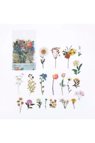 Choice 5 Vintage Flower Diary Stickers 40 Pcs Aesthetic Plant Pet Stickers For Scrapbooking And Decoration