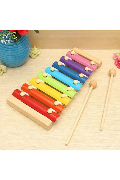 Tlewj Nb127c1 Montessori Wooden 8 Tones Multicolor Xylophone Wood Musical Instrument Toys For Baby Kids Pu