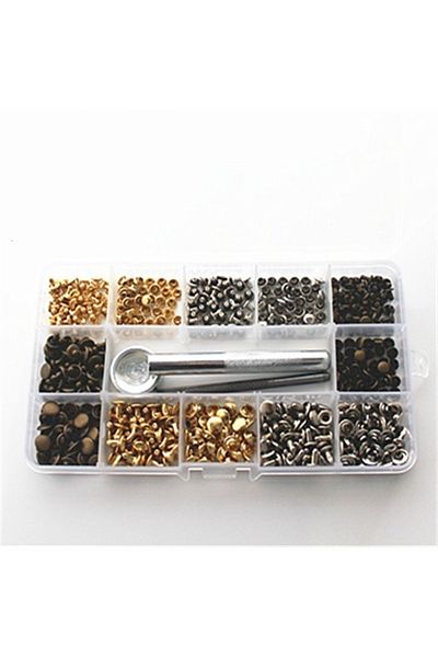 Choice 240Pcs Leather Rivets Double Cap Rivet Metal Studs with Punch Pliers 3 Pcs Setting Tool Kit for L...