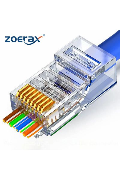 Choice 50PCs ZOERAX 50/100 PCS RJ45 Pass Through Connector 23AWG Cat6 Cat5e RJ45 Modular Plugs Gold Plated