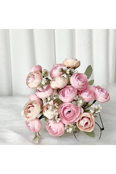 Choice G1847b Pink 1pc 18 Head Small Artificial Peony Flowers, Wedding Hotel Furnituredecoration, Simulatio