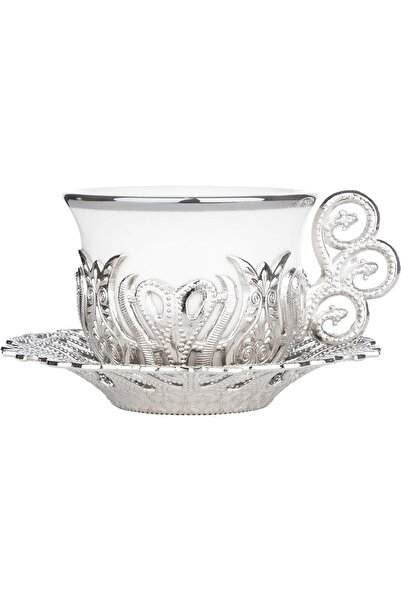 KT HOME Türk Kahvesi Sunum Seti Metal Kahve Fincan Takımı Arap Kahve Fincanı 6 Lı