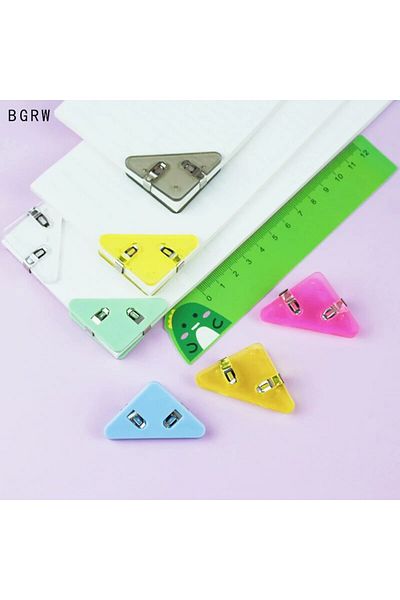 Choice 20 Pcs Random Color 20pcs Creative Triangle Clip Bill Clip Book Paper Corner Clip Binder Clip For De