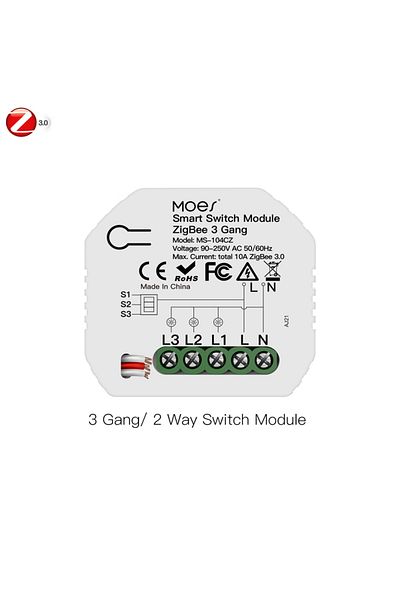 MOES Zigbee 3 Gang Switch Smart Zigbee Switch Module Dimmer Curtain Switch Smart Life App Remote Con